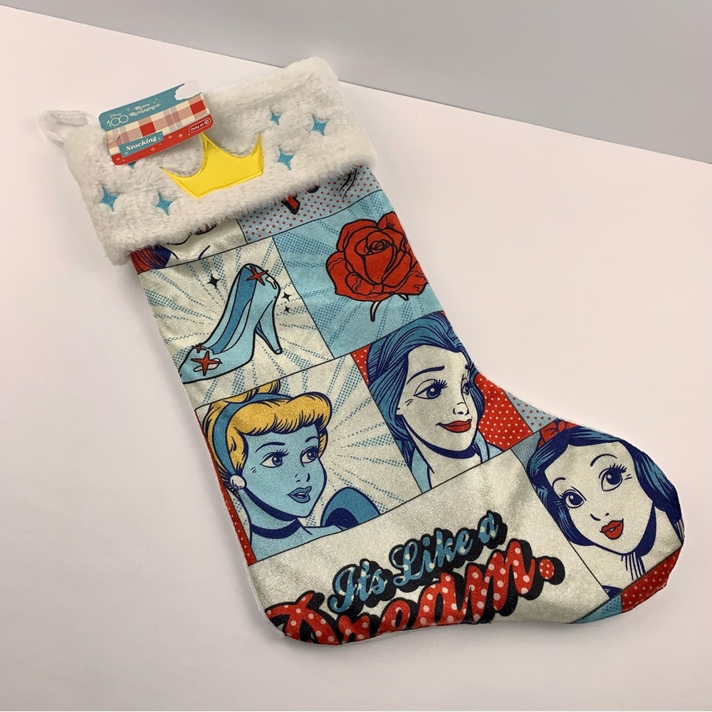 Retro Reimagined Disney 100 Princess Christmas Holiday Stocking With 18" Long